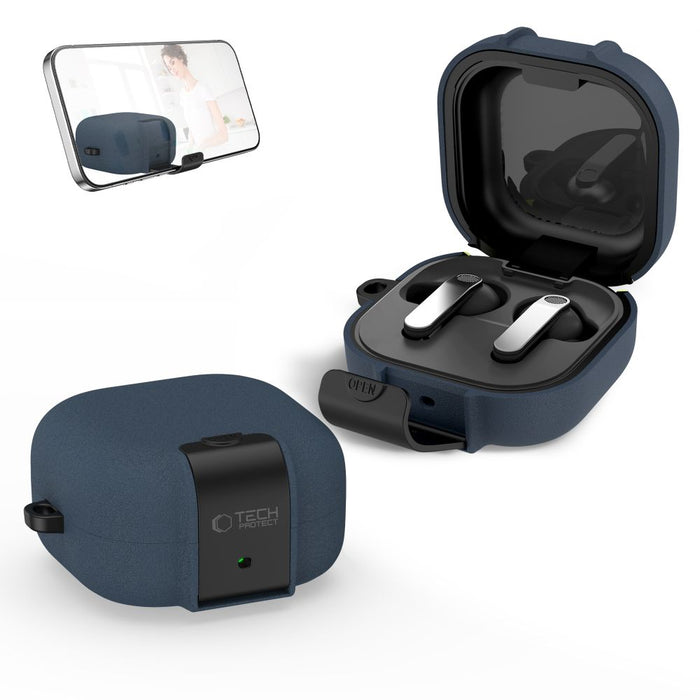 Tech-Protect Slim Hook Case for Samsung Galaxy Buds 4 / 4 Pro - Navy Blue