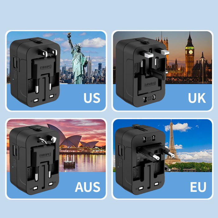 Tech-Protect TA300 Travel Adapter EU / UK / AU - Black