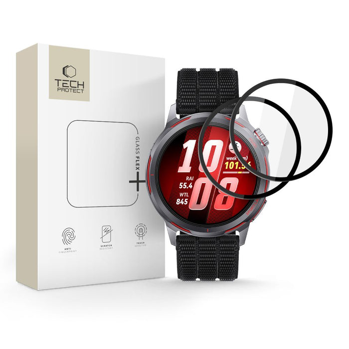 Tech-Protect Glass Flex+ 2-Pack Hybrid Glass for Huawei Watch GT Runner 2 - Black