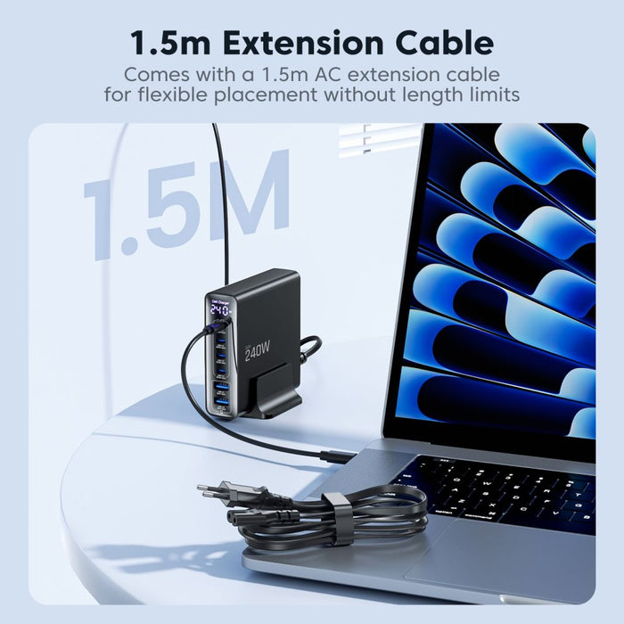 Tech-Protect DC240W-GaN Charging Station 6 Ports 4 x USB-C 2 x USB-A 240W QC3.0 - Black