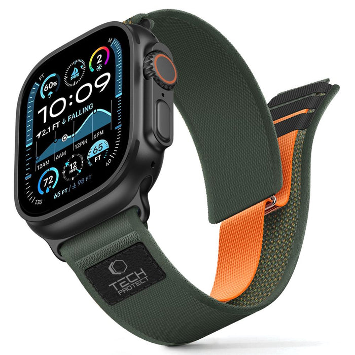 Tech-Protect Nylon Elite Strap for Apple Watch 44/45/46/49 mm - Green/Orange