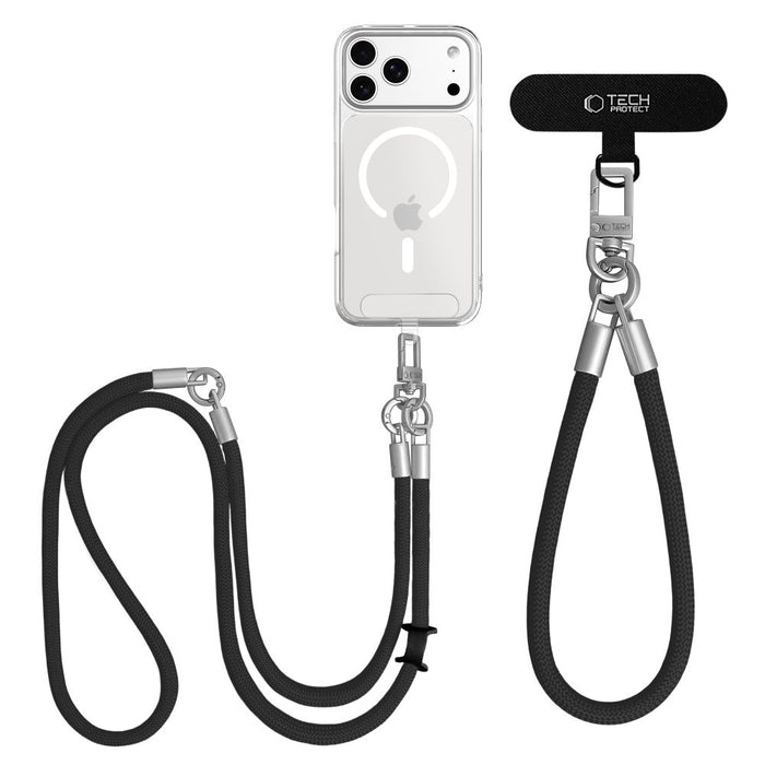Tech-Protect C10S Rope Phone Lanyard - Black and Titanium