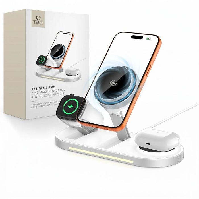 Tech-Protect A51 MagSafe 3-in-1 25W QI2.2 Wireless Charger - White