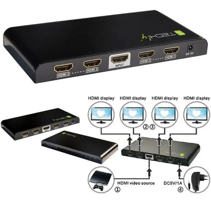 Techly Splitter HDMI 4 way 4K*2K IDATA HDMI-4K4 - Switches and splittersPER-SPL<<<Input / Output DevicesPER<<<ActionPL