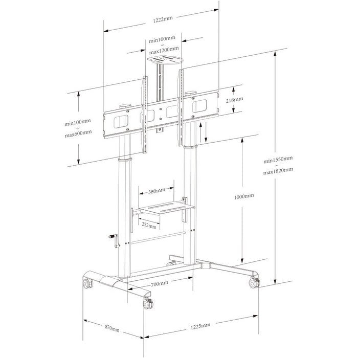 Techly ICA-TR230 multimedia cart/stand Black Flat panel