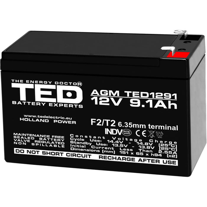 BATTERY 12V / 9AH AGM TED ELECTRIC