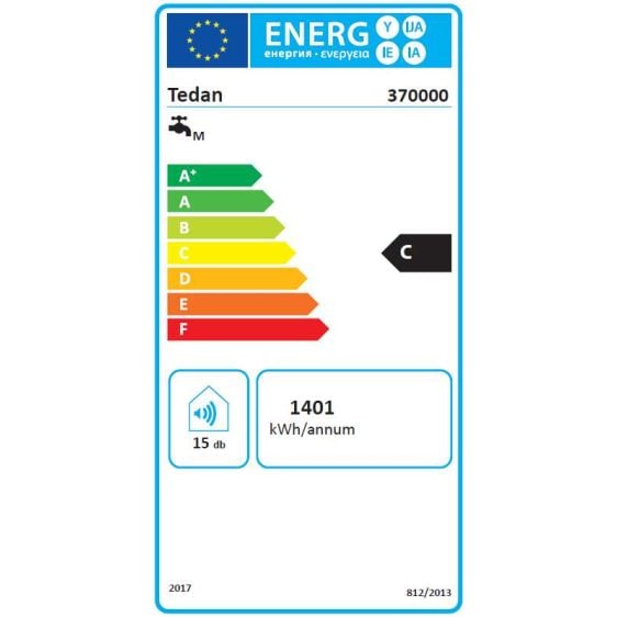 Boiler TEDAN Classic 80l, 2kW, horizontal, current on the right