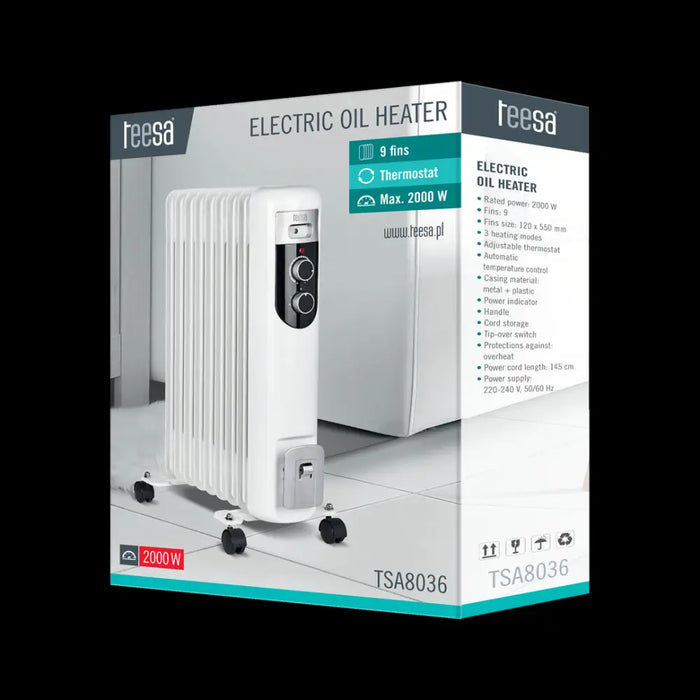 Teesa TSA8036 Electric Oil Heater White 2000 W - Oil radiatorsAGD-GRO<<<Home Appliance - ProductsAGD<<<ActionPL&&&Oil