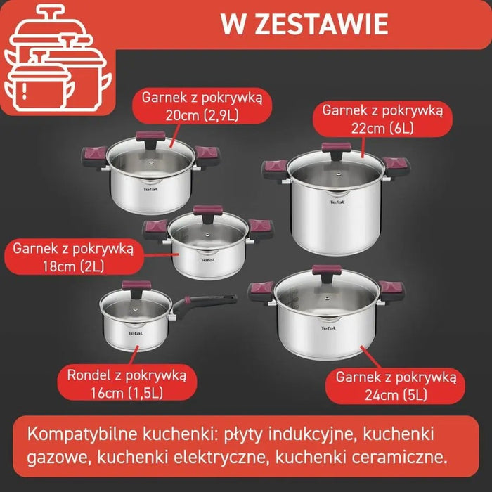 TEFAL Cook & Clip Cookware Set 10 pcs G723SA74