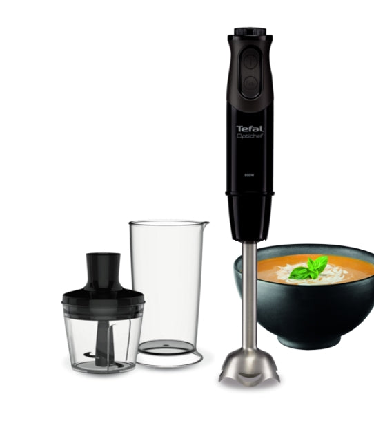Tefal HB641838, Handblender Optichef, 800 W, 2 in 1, 10 Speed+ turbo, Container 0.8 liters, 0.5 liters Mini Chopper, black