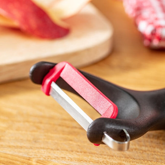 Tefal K2071814, Ingenio, Peeler "Y", Kitchen tool, Nylon/fiberglass, 25.4x9.4x2.4cm, Up to 230°C, Dishwasher safe, black and red