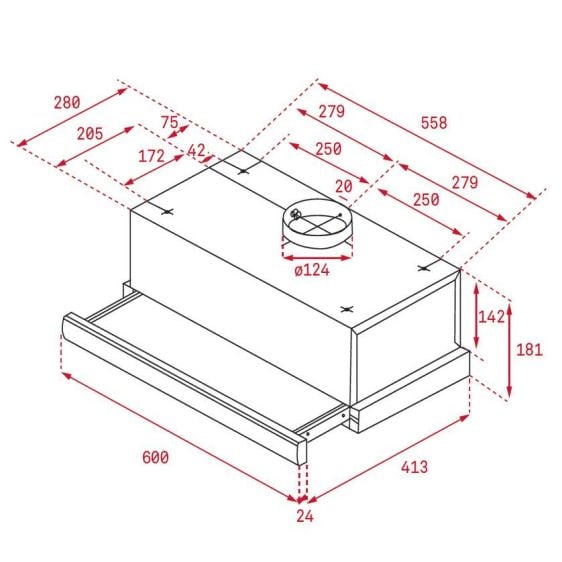 Built-in hood TEKA TL 6420.2 stainless steel, 360 m³/h, 60 cm 113080008