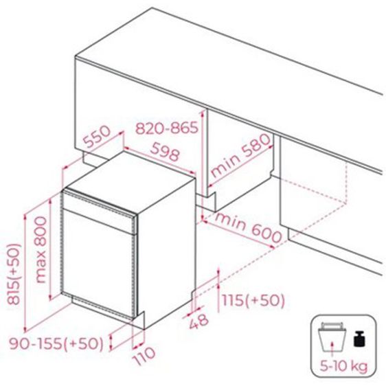 Built-in dishwasher TEKA DFI 76960, 14 place settings, PremiumDry, 60 cm