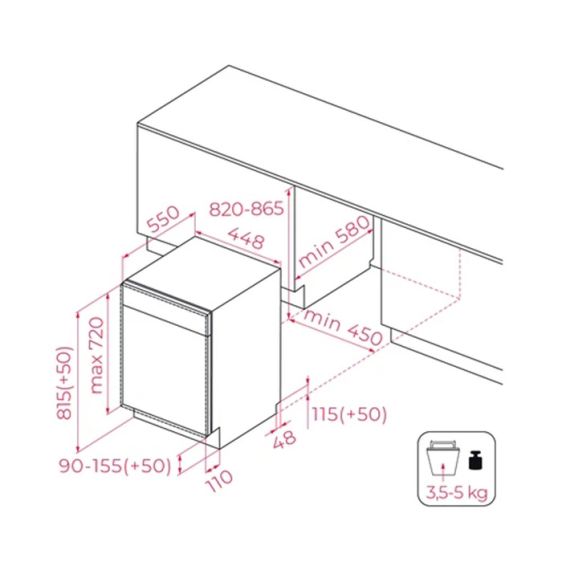 Built-in dishwasher TEKA DFI 44800, 45 cm, 10 place settings