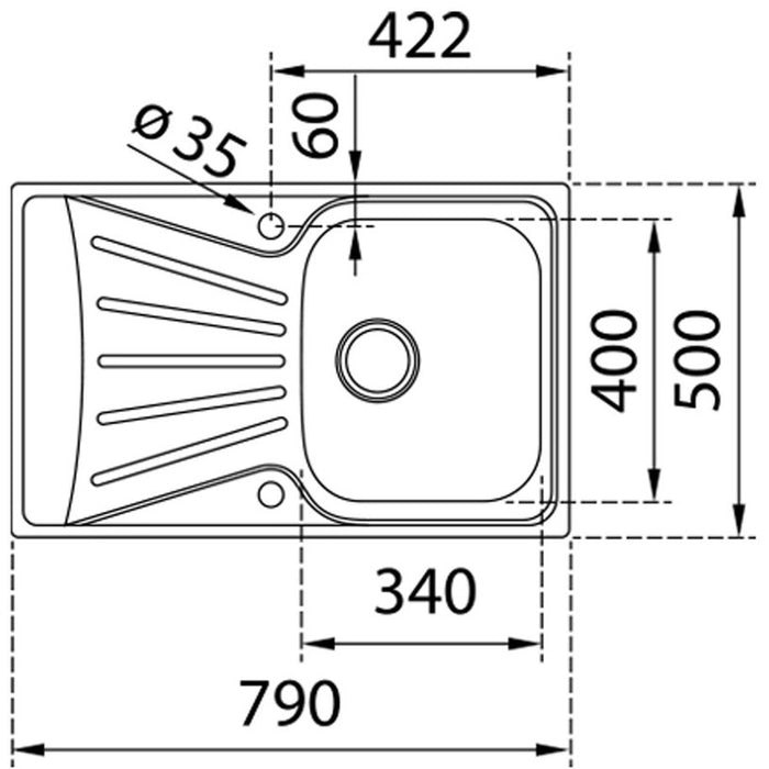 KITCHEN SINK TEKA STARBRIGHT SMOOTH LEFT 50X79CM