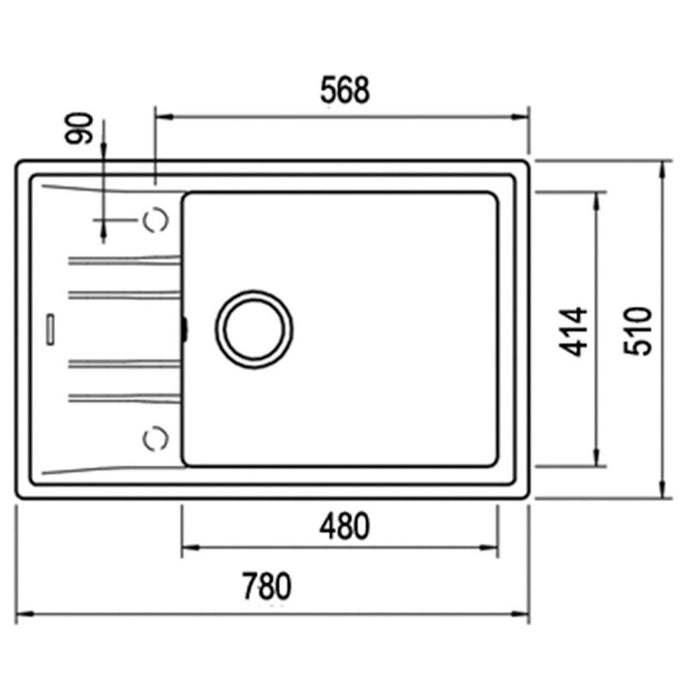 KITCHEN SINK TEKA STONE 60S LEFT BLACK METALLIC