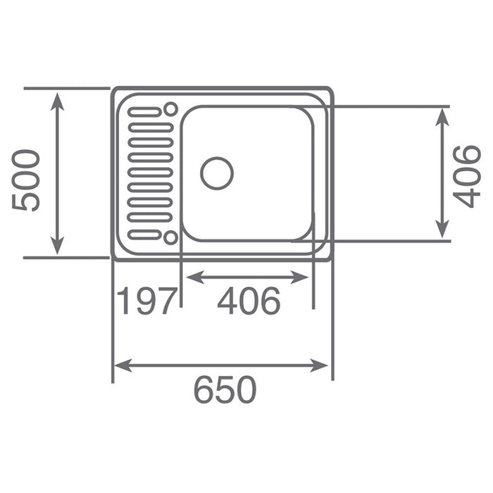 KITCHEN SINK TEKA SUPER BOWL 1C 65X50X19 LEFT