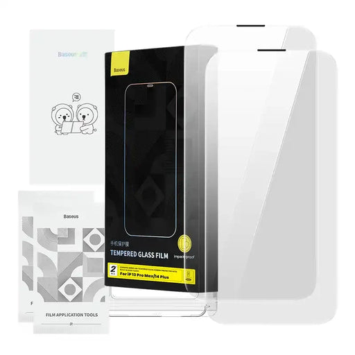 Tempered Glass Baseus Corning for iPhone 13 Pro Max/14 Plus with built-in dust filter - For smartphones<<<Tempered