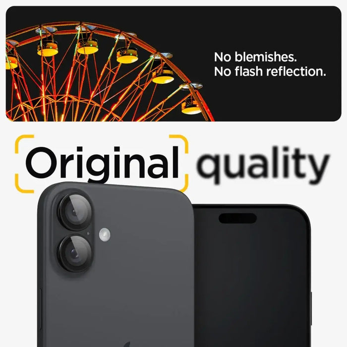 Tempered Glass for Spigen Glass tR EZ Fit Optik Pro for iPhone 16 Plus Camera (2 pcs.) - Black - Cell phone tempered