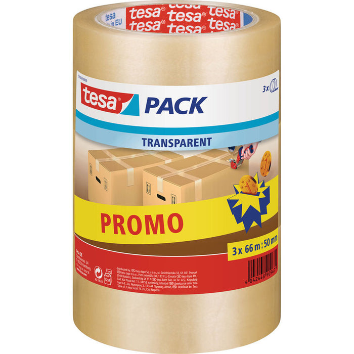 PACKAGING TAPE CLEAR 66M/50MM 2+1 TESA