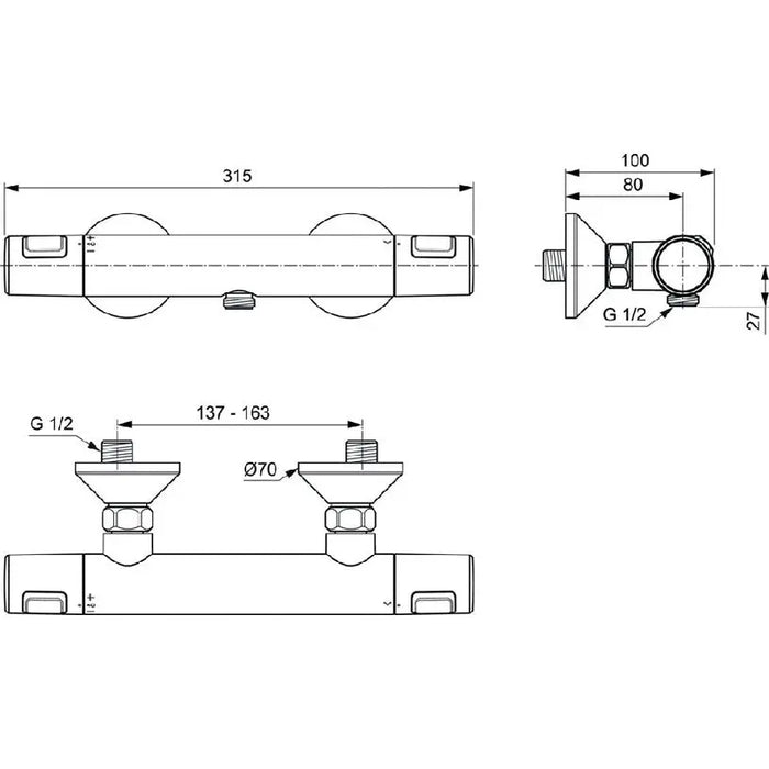 THERMOSTAT MIXER IDEALSTANDARD CERATHERM T25 - Смесители с термостат<<<Смесители и