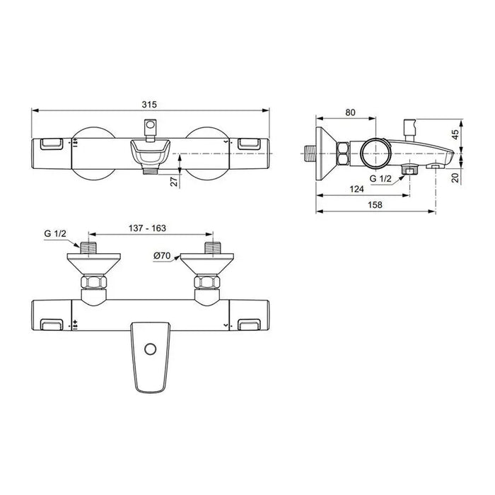 THERMOSTAT MIXER IDEALSTANDARD CERATHERM T25 - Смесители с термостат<<<Смесители и