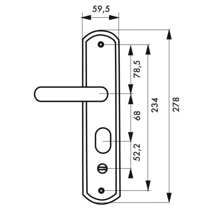 ENTRANCE DOOR HANDLE INTERAX 76MM LEFT