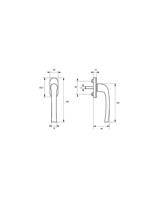WINDOW HANDLE ALUMINUM WHITE