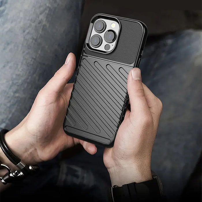 Thunder Case Flexible Tough Rugged Cover TPU Case for iPhone 13 Pro black - Cell phone cases and covers<<<HurtelXML