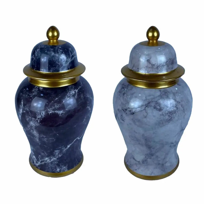 Tibor DKD Home Decor Porcelain Blue Golden Marble Modern 17 x 17 x 32 cm (2 Units) - Декорация и Осветление<<<Дом
