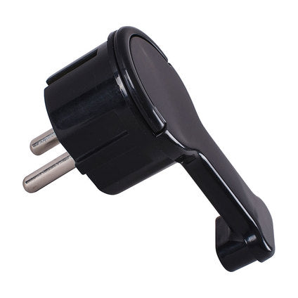 EXTRA FLAT UNI-SCHUKO ANGLE PLUG, 8MM - BLACK 16A, TIMEX