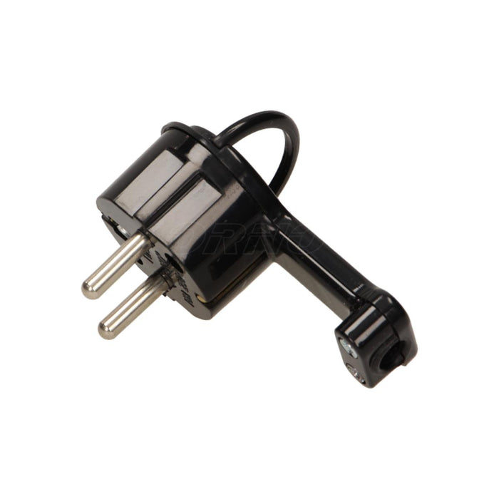 EXTRA FLAT UNI-SCHUKO ANGLE PLUG, 8MM - BLACK 16A, TIMEX