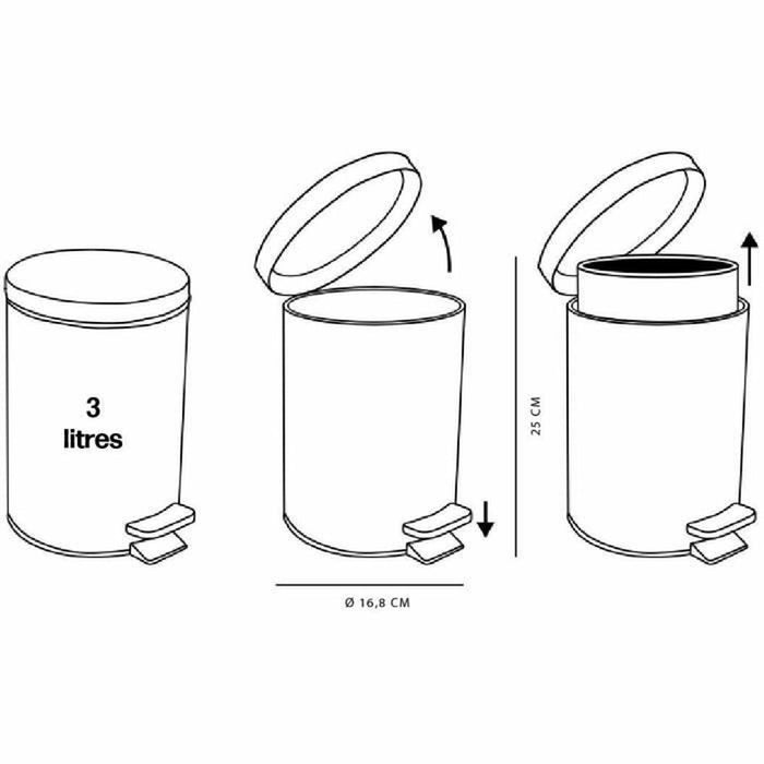 Pedal bin TODAY UTILITY Black 3 L 17 x 25 cm