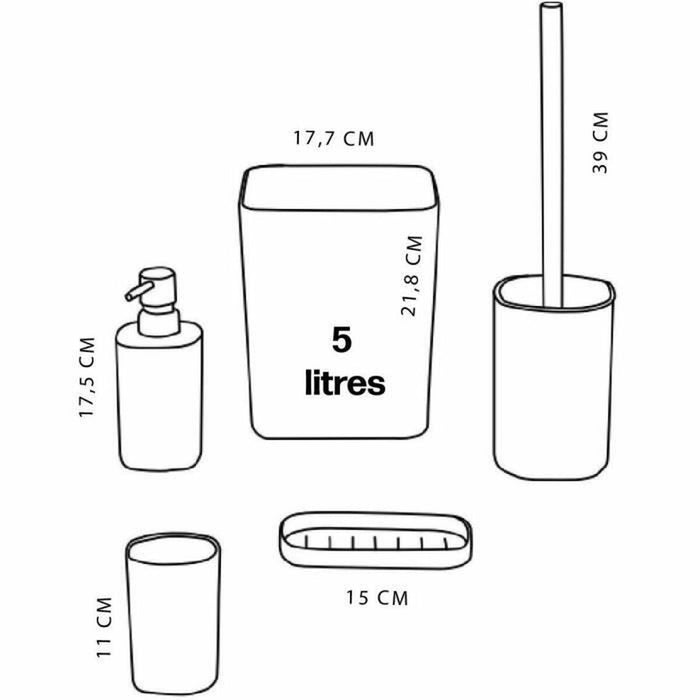 Bath Set TODAY HOY White Plastic Modern (5 Units)