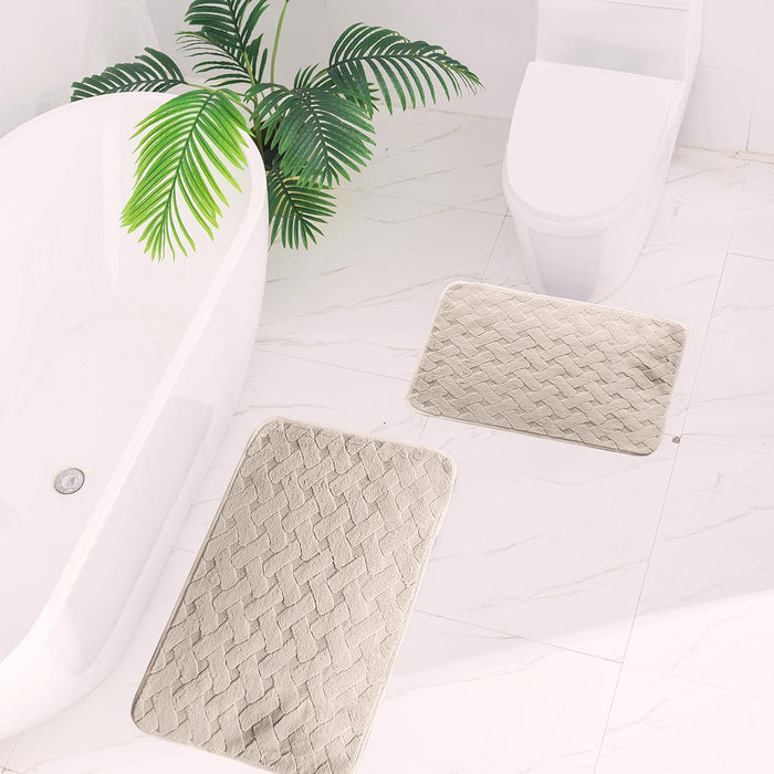 BATH MAT LINES CREAM 3D 45X70