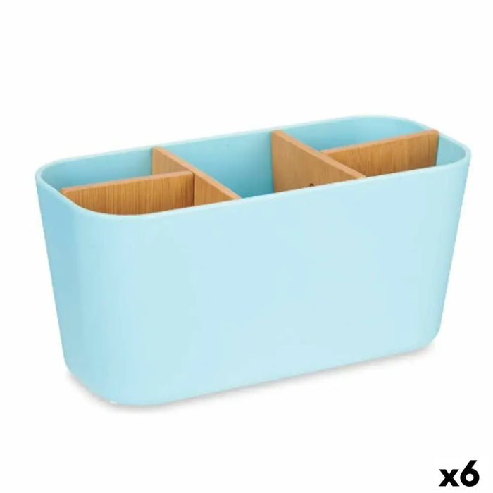 Toothbrush Holder Berilo Blue Bamboo polypropylene 21 x 10 x 9 cm (6 Units) - Баня<<<Дом Градина<<<BigBuy&&&Аксесоари и
