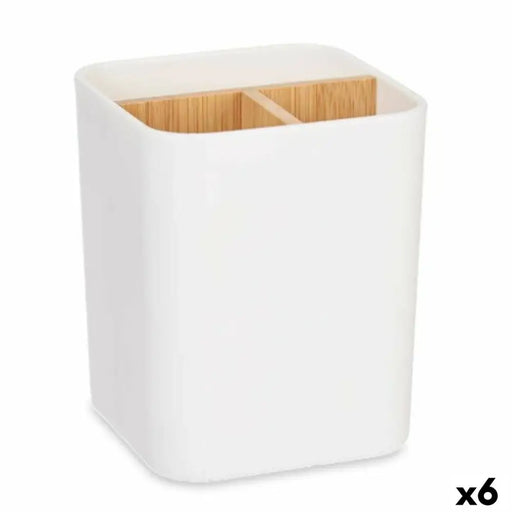 Toothbrush Holder Berilo White Bamboo polypropylene 9 x 11 x 9 cm (6 Units) - Баня<<<Дом Градина<<<BigBuy&&&Аксесоари и