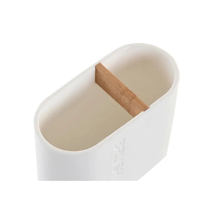 Toothbrush Holder DKD Home Decor White Natural Bamboo polypropylene 11,5 x 5,5 x 10,5 cm (12 Units) - Баня<<<Дом