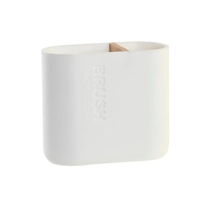 Toothbrush Holder DKD Home Decor White Natural Bamboo polypropylene 11,5 x 5,5 x 10,5 cm (12 Units) - Баня<<<Дом