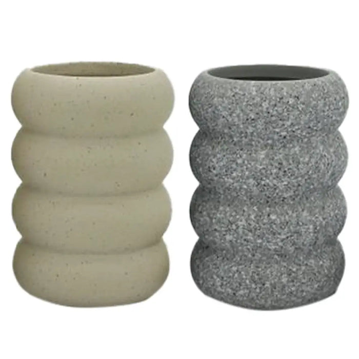 Toothbrush Holder Home ESPRIT Grey Cream Dolomite 7 x 7 x 10 cm (2 Units) - Баня<<<Дом Градина<<<BigBuy&&&Аксесоари и