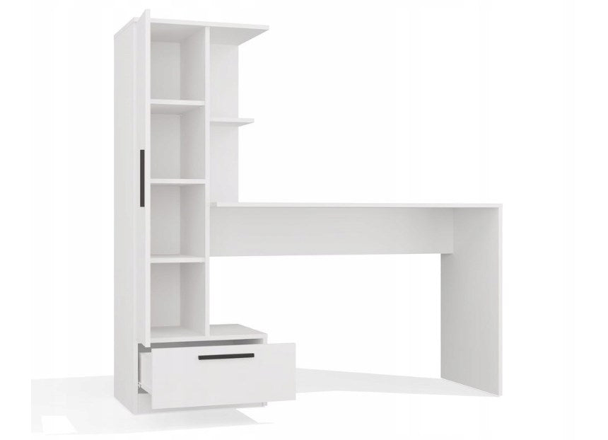 Cosmo Desk + Bookcase Set, White