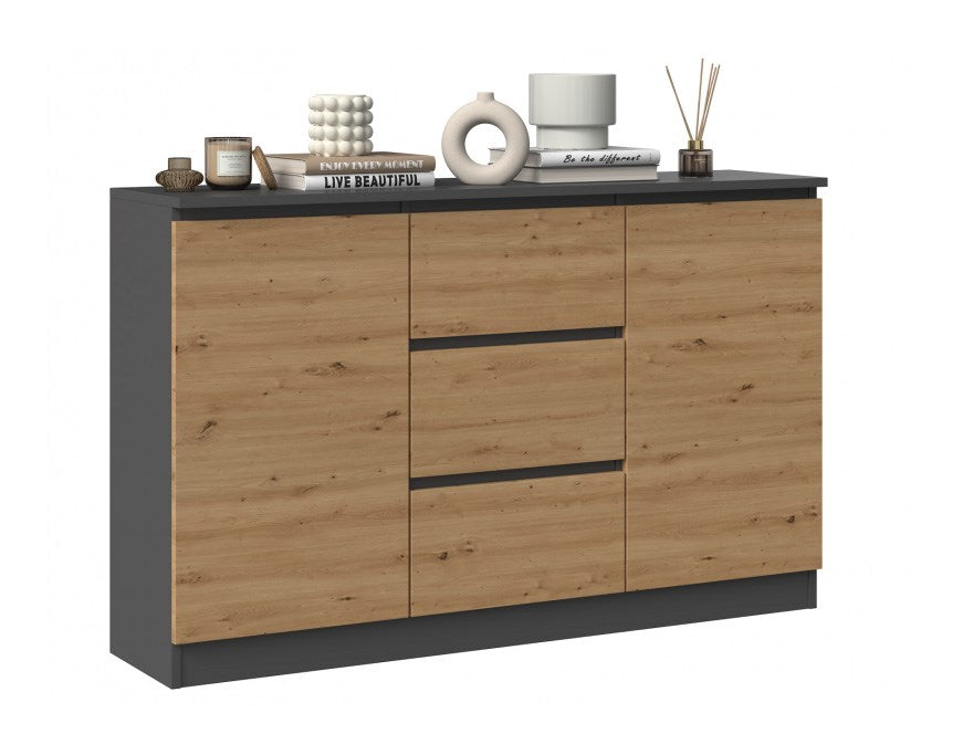2D3S chest of drawers 120x30x75 cm, anthracite/artisan