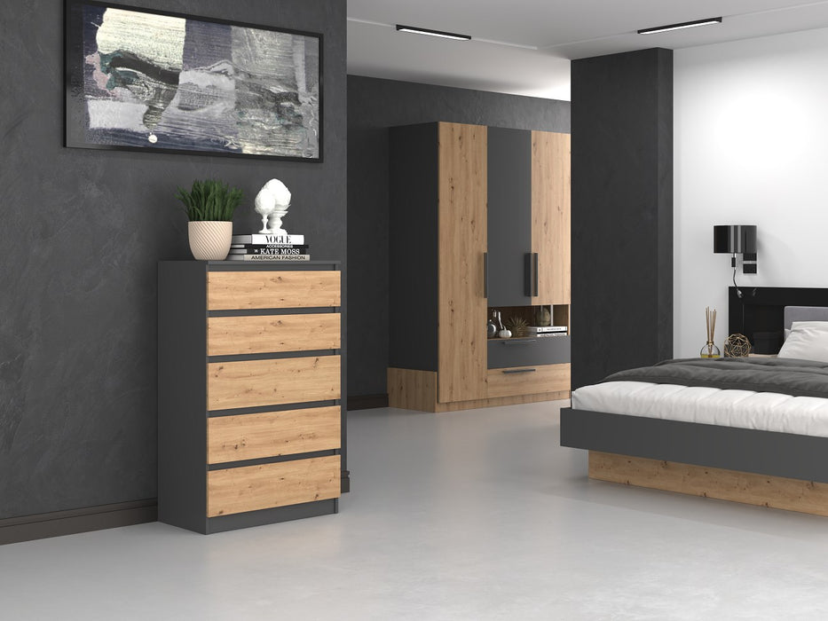 Topeshop M5 ANTRACYT/ARTISAN chest of drawers