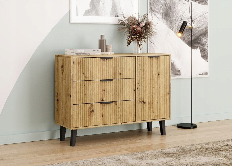 SCANDI 1D3S SLIM OAK ARTISAN CHEST OF DRAWERS