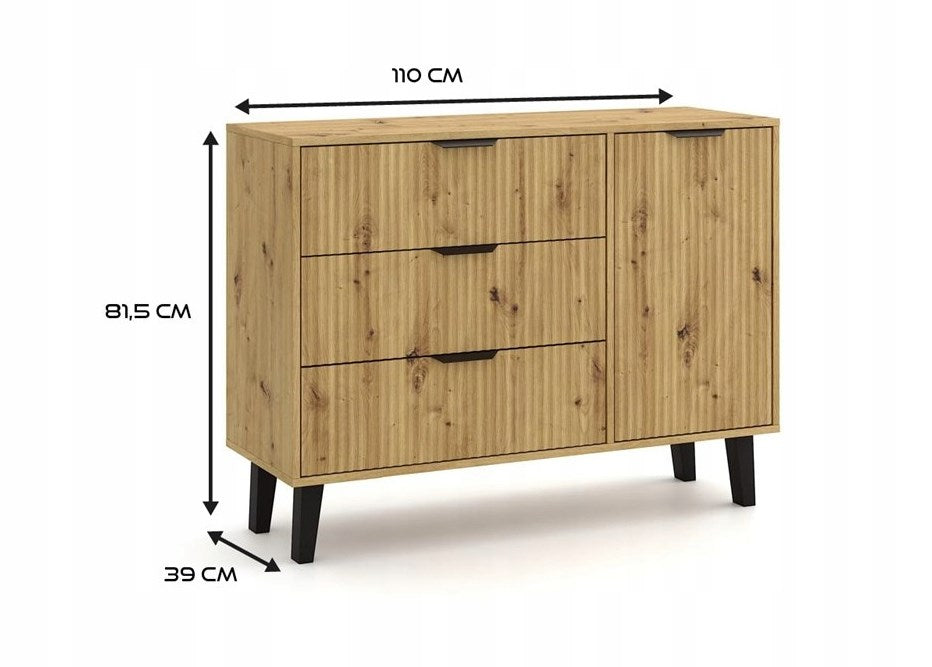 SCANDI 1D3S SLIM OAK ARTISAN CHEST OF DRAWERS
