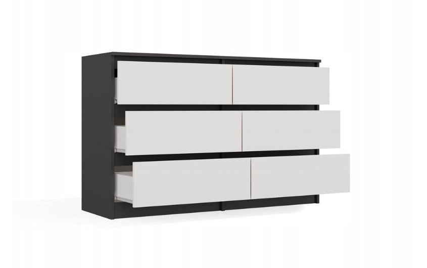 M6 MALWA CHEST OF DRAWERS 120 CM 6 DRAWERS ANTHRACITE/WHITE