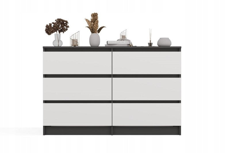 M6 MALWA CHEST OF DRAWERS 120 CM 6 DRAWERS ANTHRACITE/WHITE