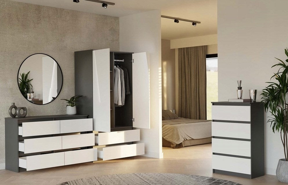 M6 MALWA CHEST OF DRAWERS 120 CM 6 DRAWERS ANTHRACITE/WHITE