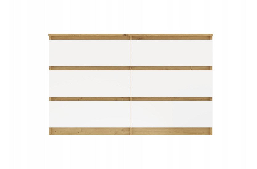 M6 MALWA CHEST OF DRAWERS 120 CM 6 DRAWERS OAK ARTISAN/WHITE