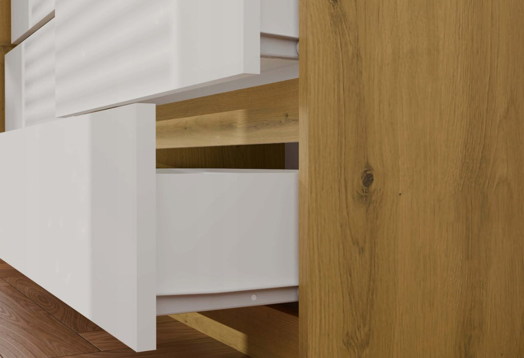 M6 MALWA CHEST OF DRAWERS 140 CM 6 DRAWERS OAK ARTISAN/WHITE
